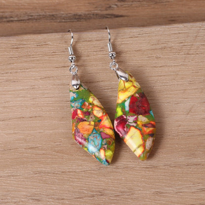 Geometric Flower Colored Drop Earrings for Women