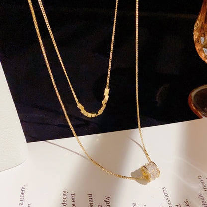 Stylish Double Layer Wear Small Waist Gold-plated Copper Necklace