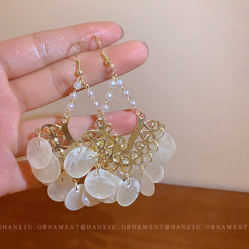 Mother-of-pearl Fringe Earrings