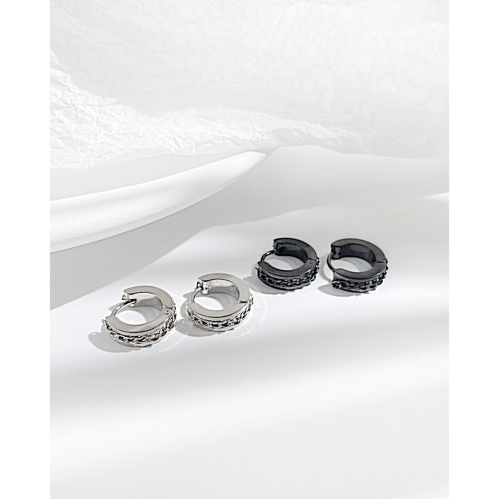 Stainless Steel Rope Totem Huggie Hoop Earrings