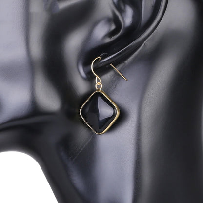 Stone Amethyst Geometric Earrings