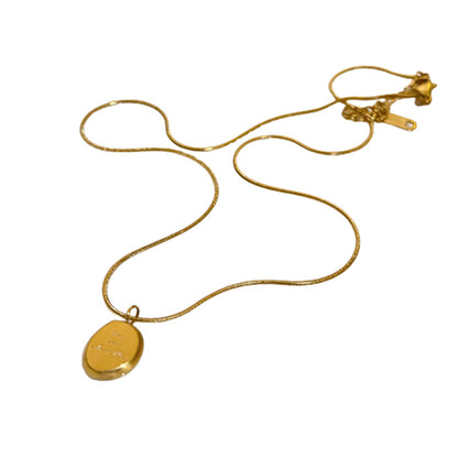 Titanium Steel Letter Brand Bean Necklace