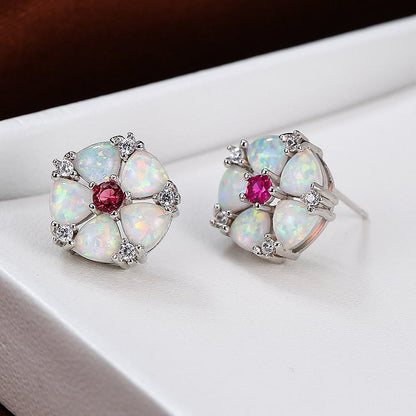 Opal Flower Shaped Earrings