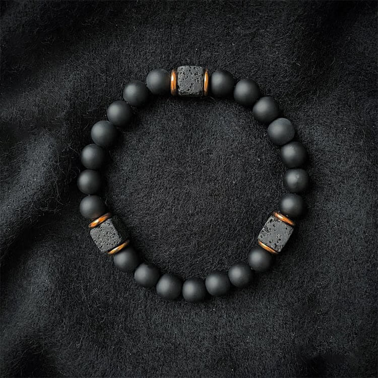 Matte Black Onyx with Cube Lava Balance Bracelet