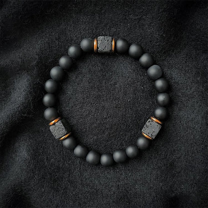 Matte Black Onyx with Cube Lava Balance Bracelet