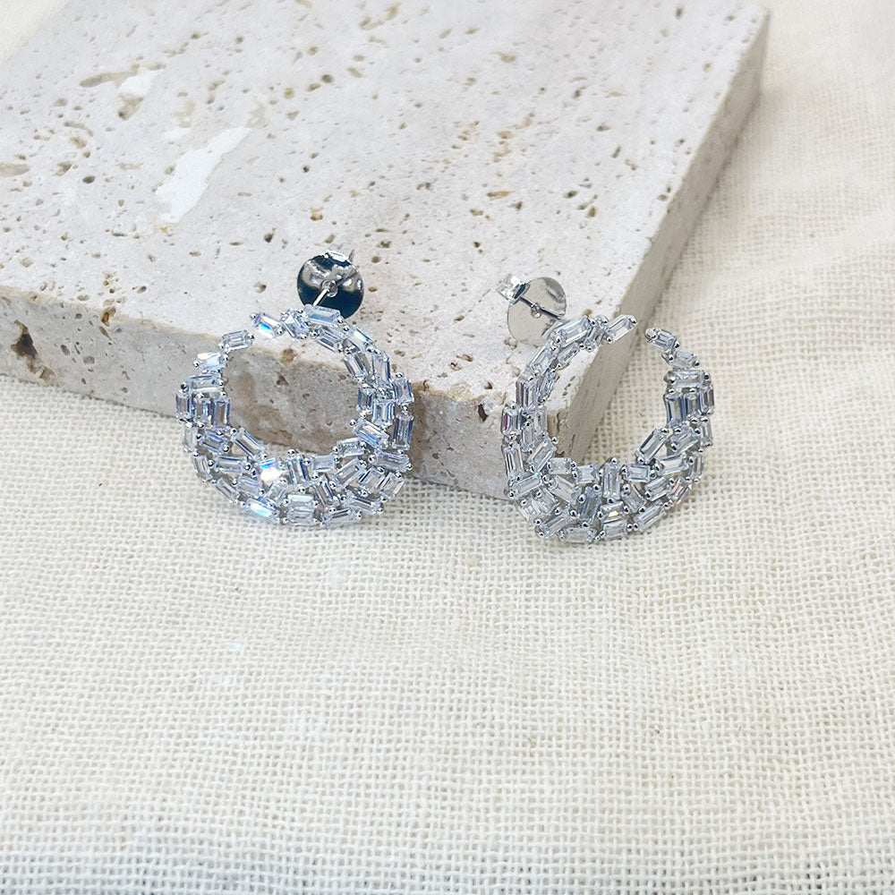 Sugar Shape White Zircon Earrings