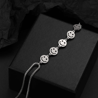 Hip Hop Titanium Steel Smiley Face Necklace