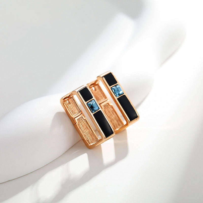 Rectangular Oil-dropping Metal Earrings