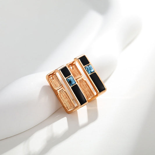 Rectangular Oil-dropping Metal Earrings