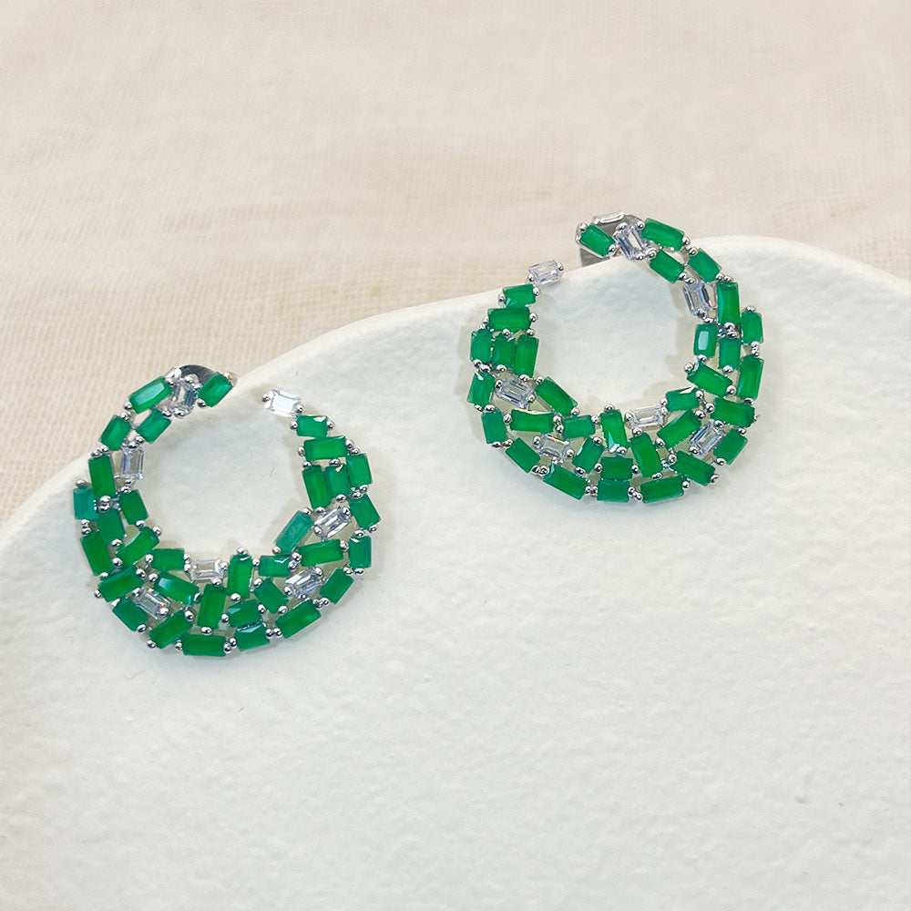 Green Zircon Sugar Shape Earrings