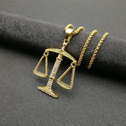 Hip Hop Jewelry Gold Plated Libra Zodiac Pendant