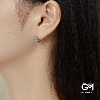 S925 Sterling Silver Blue Zircon U-shaped Earrings