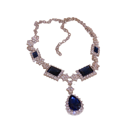 Silver Needle Inlaid Zircon Sweet Cool Wind Necklace