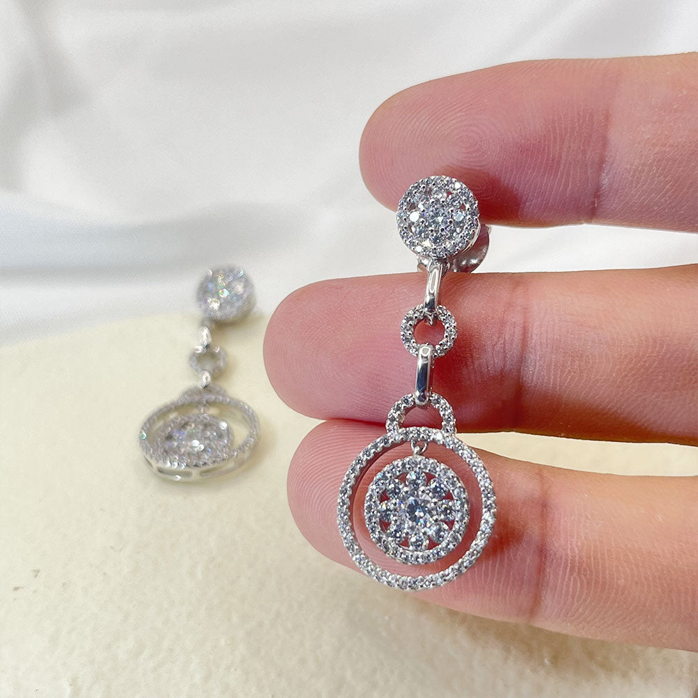Double Ring Snowflake Zircon Earrings