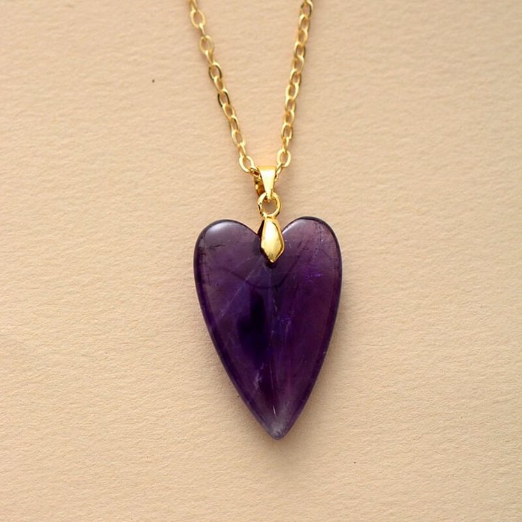 Healing Crystal Heart Pendant Necklace