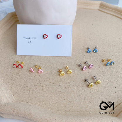 S925 Sterling Silver Yellow Heart Rubber Earrings