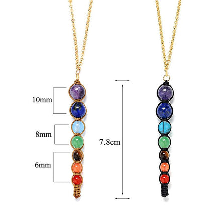 Chakra Colorful Stones Healing Rope Chain Necklace