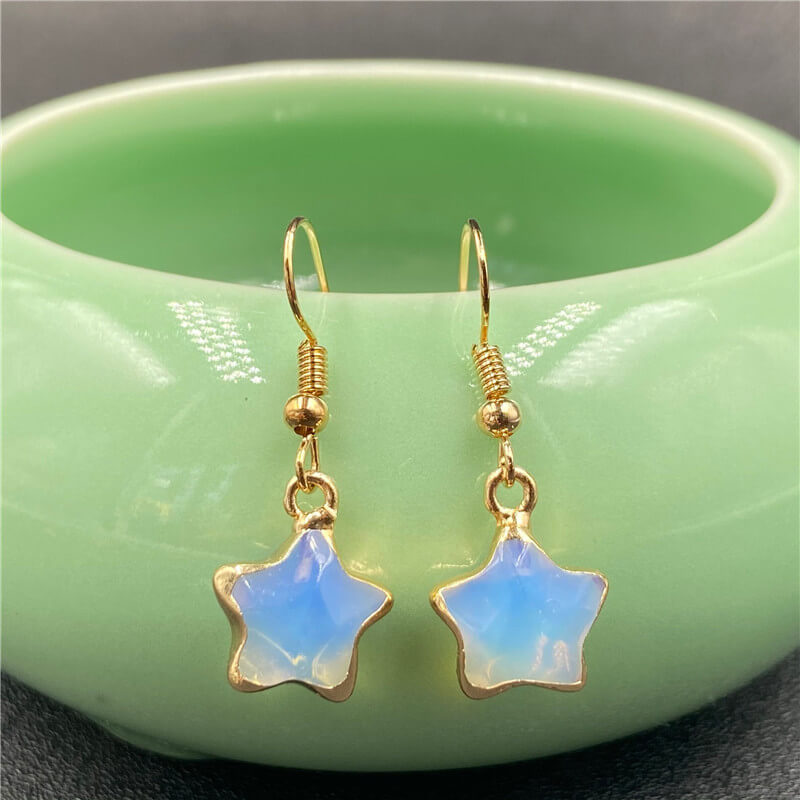 Olivenorma Natural Crystal Stone Earrings