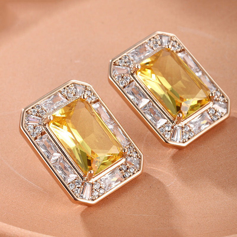 Square Artificial Stone Vintage Earrings