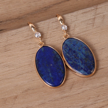 Lapis Lazuli Oval Drop Earrings