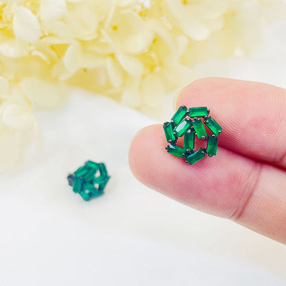 Square Snowflake Green Zircon Earrings