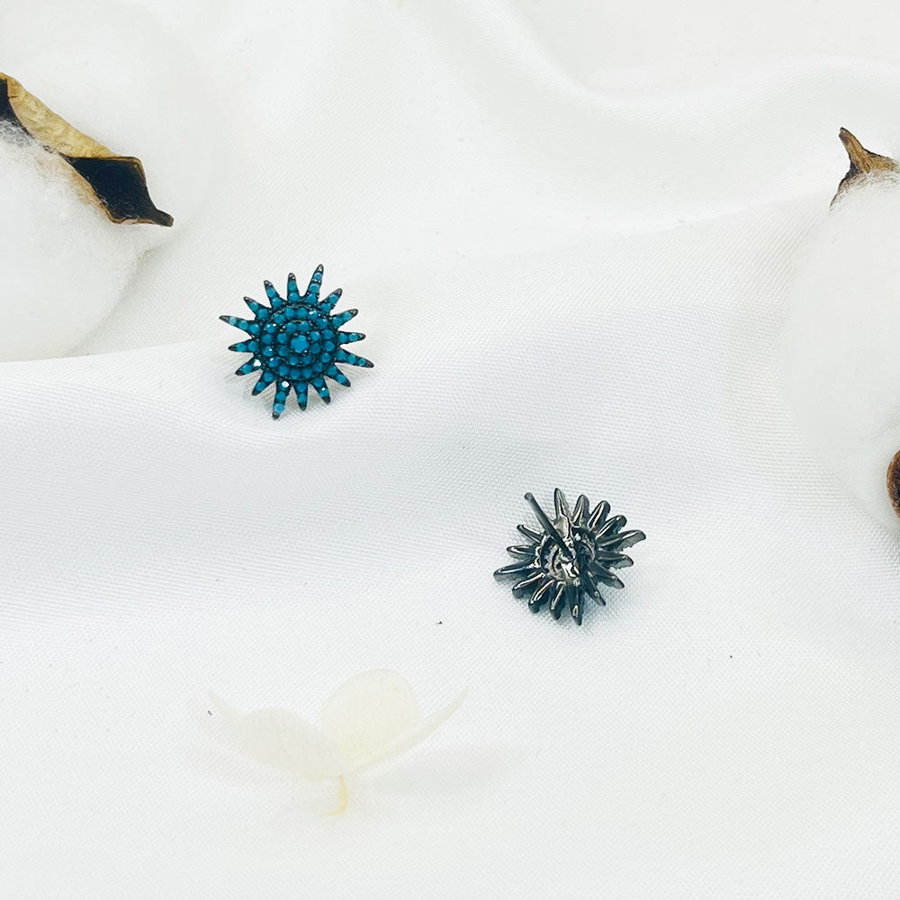 Sunflower Turquoise Inlaid Earrings