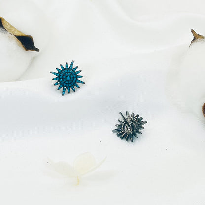 Sunflower Turquoise Inlaid Earrings