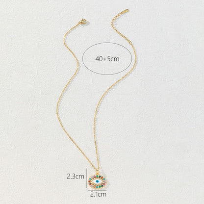 Devil's Eye Zircon Drops Copper Gold Plated Bohemian Necklace