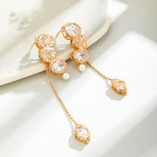 Elegant Long Zirconia Irregular Stud Earrings