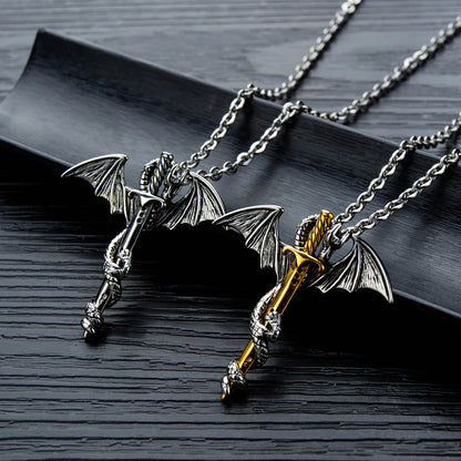 Dragon & Sword Titanium Steel Necklace