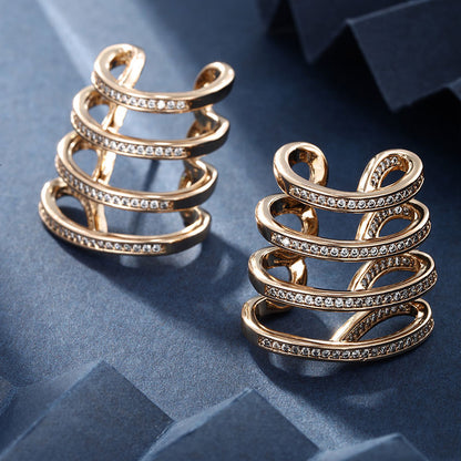 Four-prong Micro-encrusted Zirconium Letter E-shaped Earrings