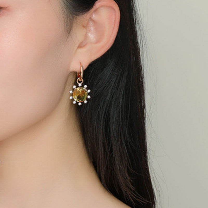 Sunflower Earrings Temperament Long Artificial Colorful Jewelry Earrings