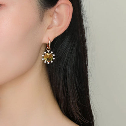 Sunflower Earrings Temperament Long Artificial Colorful Jewelry Earrings