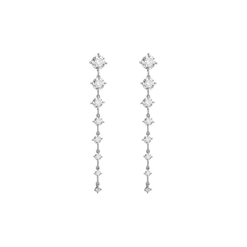 Long High-end Full Zircon Earrings for Women