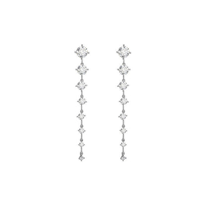 Long High-end Full Zircon Earrings for Women