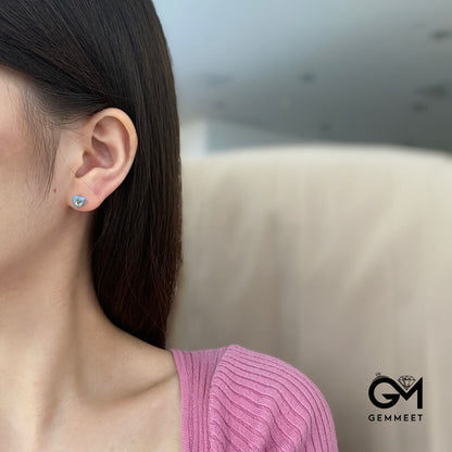 S925 Sterling Silver Blue Heart Drop Rubber Earrings