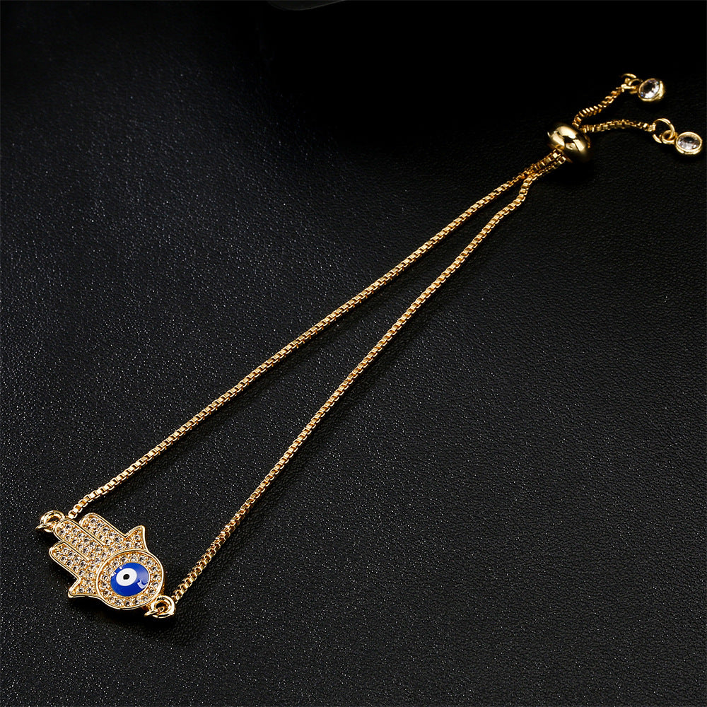 Hamsa Evil Eye Full Stones Pendant Bracelet