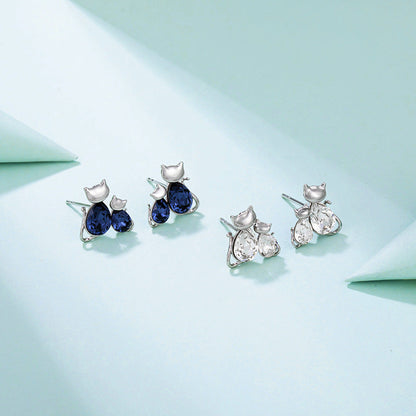 Cute Crystal Kitten Earrings for Women