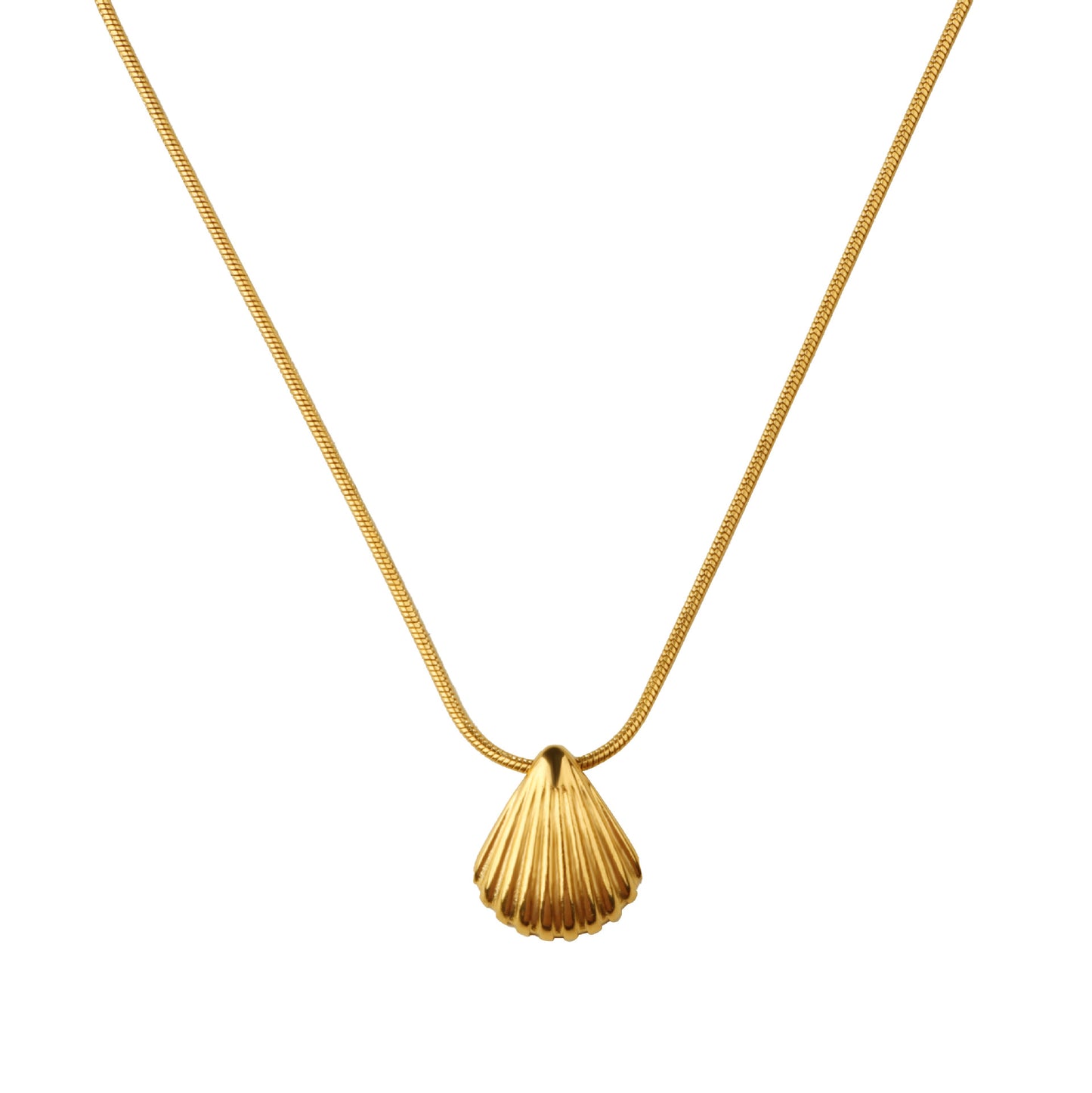 New Small Scallop Stripe Titanium Steel Plated Light Luxury Necklace