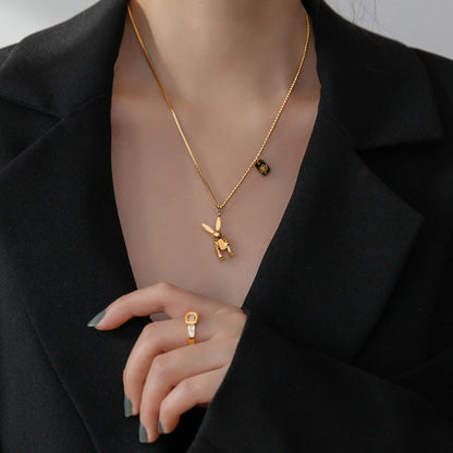 Simple Mechanical Rabbit Titanium Steel Necklace