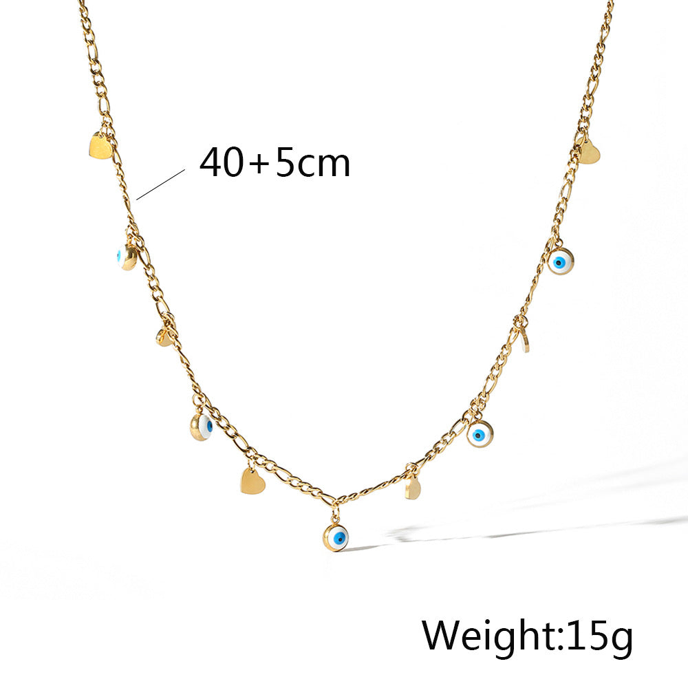 Ball Bead & Evil Eye Chain Necklace