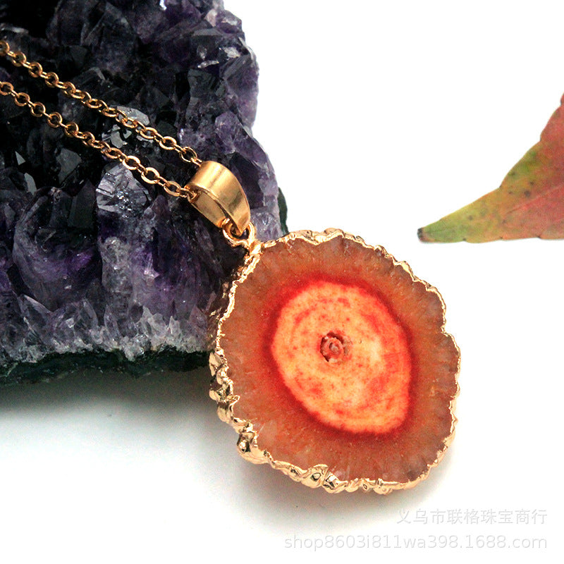 Delicate Natural Sun Flower Orange Crystal Irregular Necklace