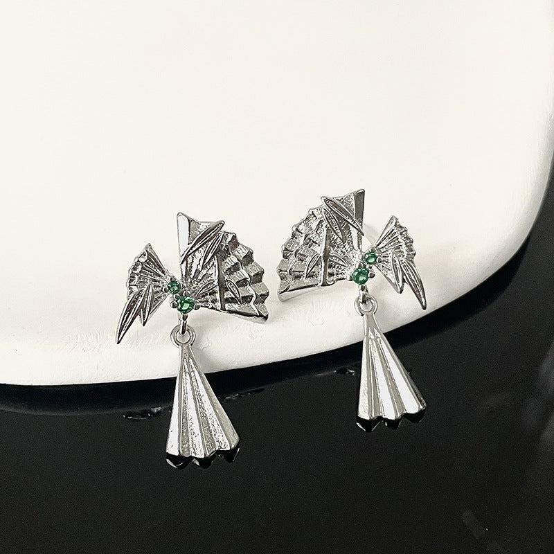 Vintage New Chinese Bamboo Fan Earrings