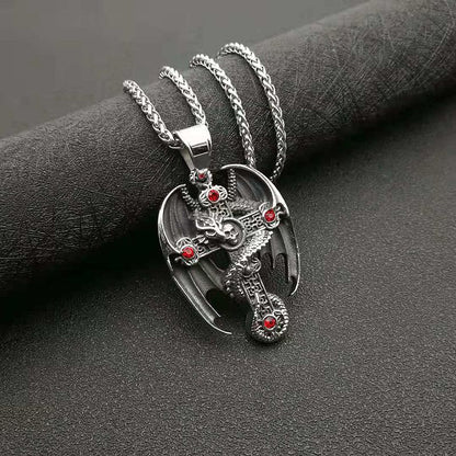 Men's Gold Plated Flying Dragon Cross Vintage Pendant