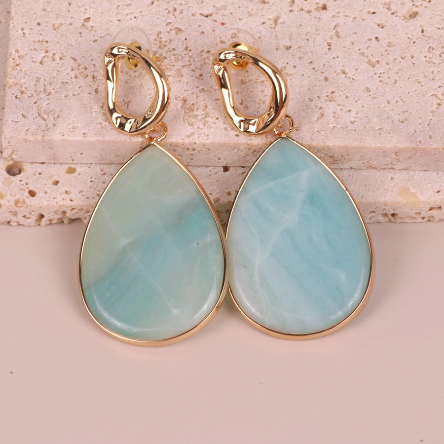 Geometric Tianhe Stone Drop Earrings