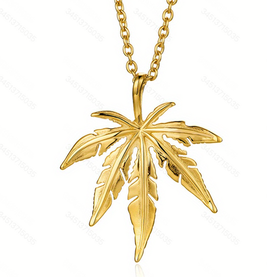 Fashionable Stainless Steel Maple Leaf Men's Necklace