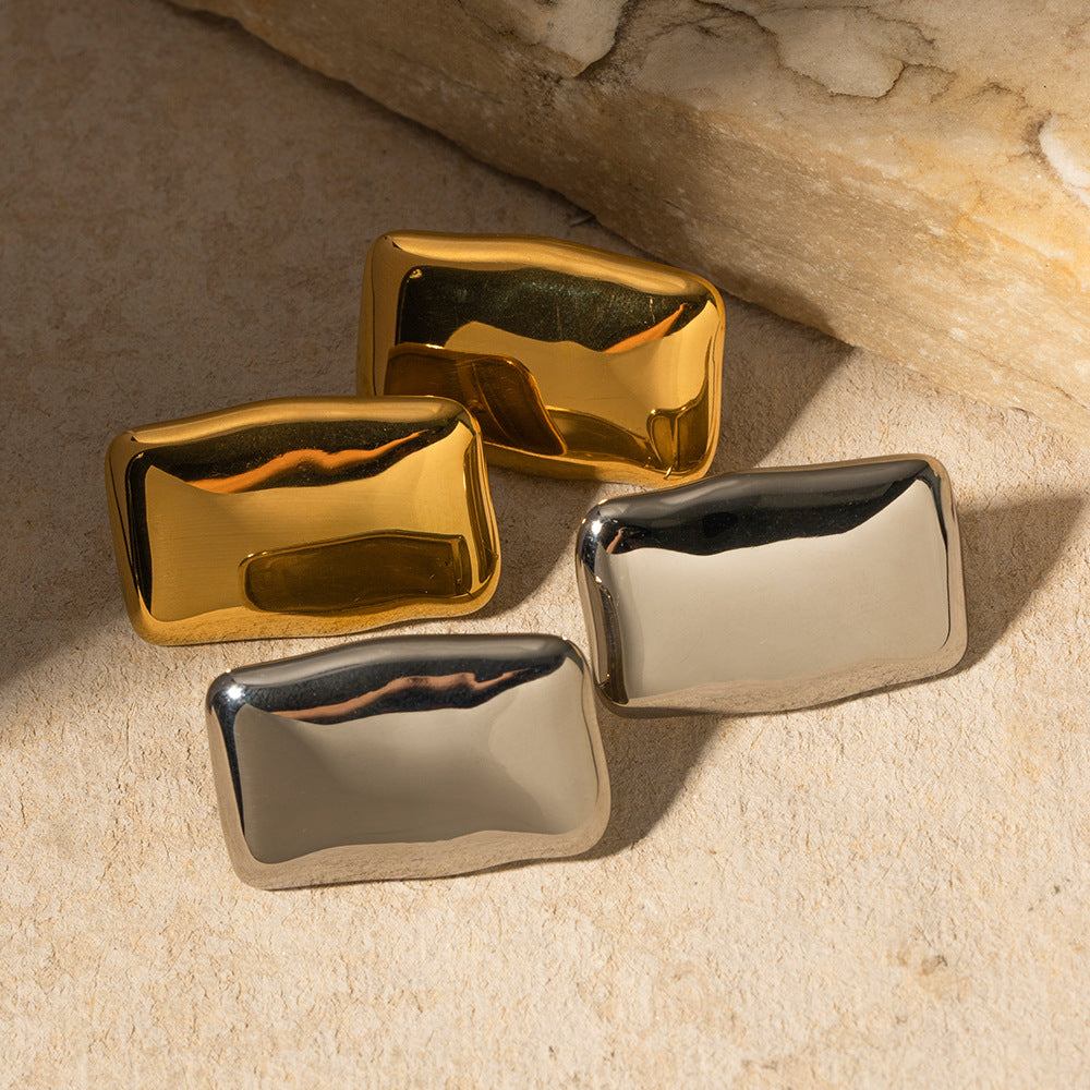 Stainless Steel High Touch Rectangular Earrings
