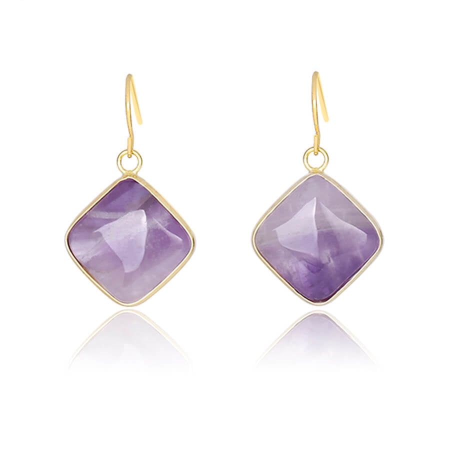 Stone Amethyst Geometric Earrings