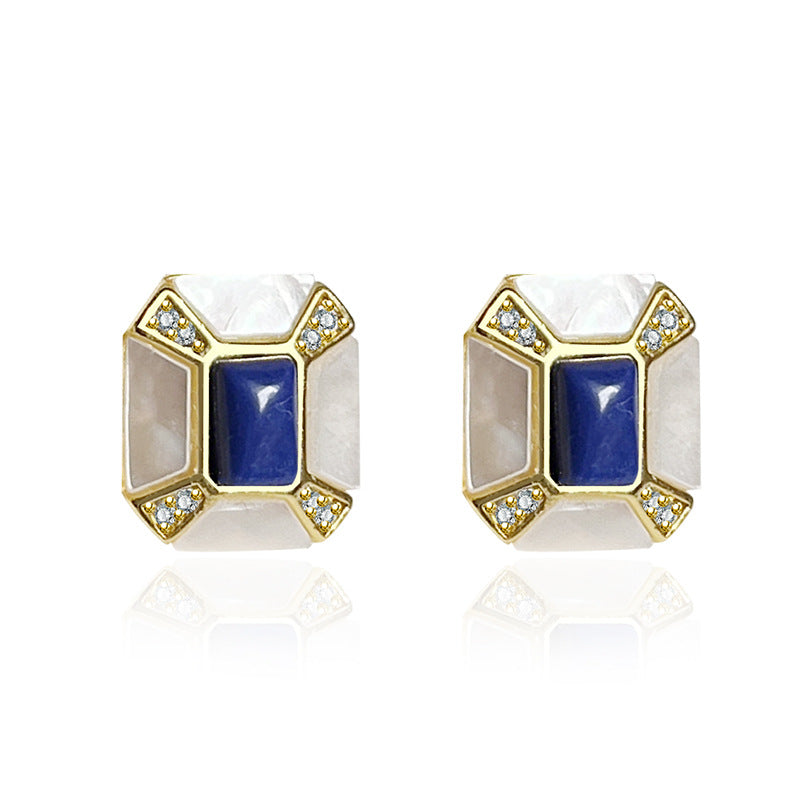 Niche Design White Fritillaria Lapis Earrings
