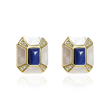 Niche Design White Fritillaria Lapis Earrings